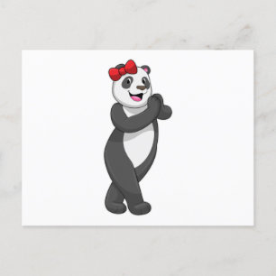 Cartão Postal Panda com Laço
