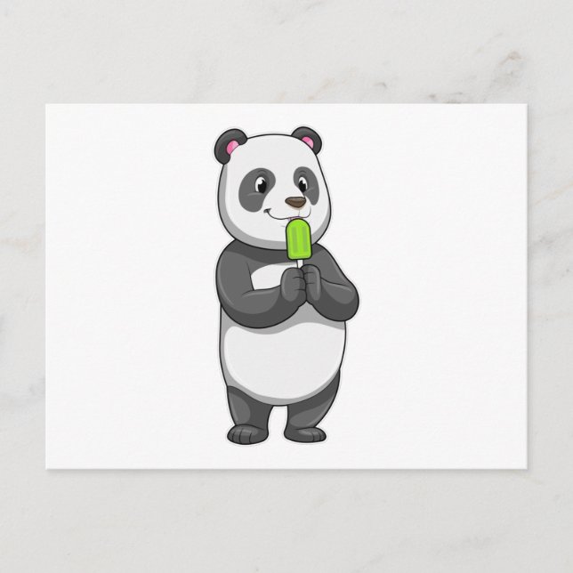 Cartão Postal Panda com Picolé (Frente)