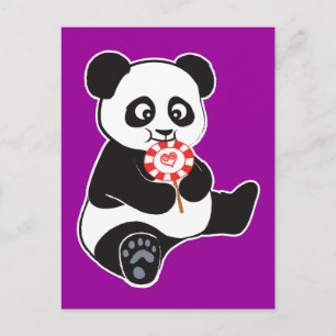 Cartão Postal Panda com pirulito