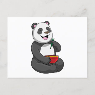 Cartão Postal Panda com Tigela de Ramen