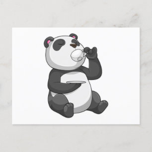 Cartão Postal Panda com Xícara de Chá