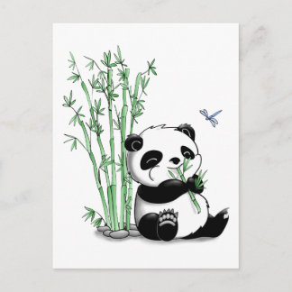 Cartão Postal Panda Comendo Bamboo