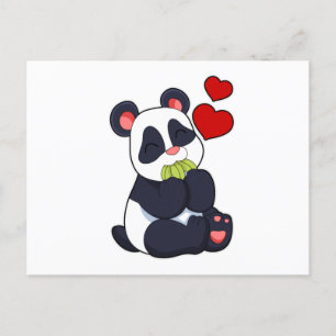 Cartão Postal Panda comendo folhas