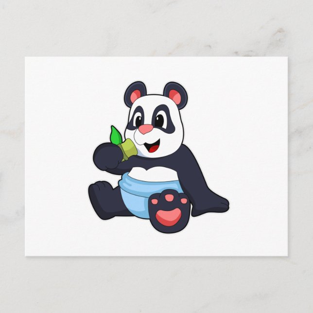 Cartão Postal Panda como bebê com Bambus (Frente)