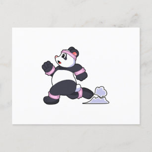 Cartão Postal Panda como corredor na corrida