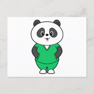 Cartão Postal Panda como Enfermeira com Jaleco