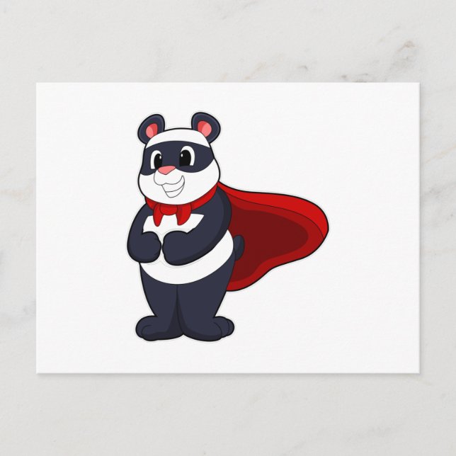 Cartão Postal Panda como Herói com Máscara e Cape (Frente)