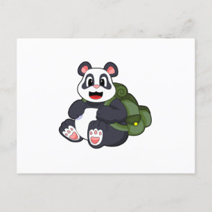 Cartão Postal Panda como Hiker com mochila