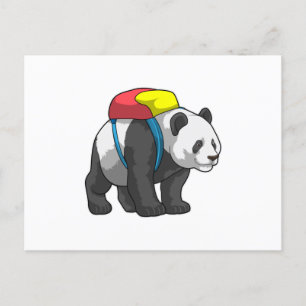 Cartão Postal Panda como Hiker com mochila