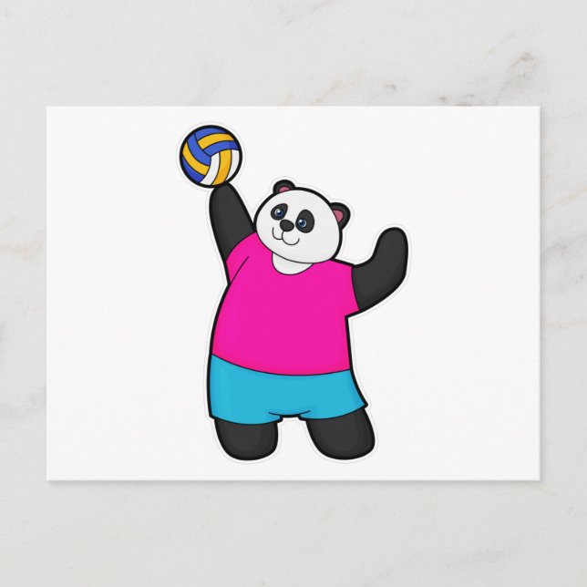 Cartão Postal Panda como jogador de voleibol (Frente)