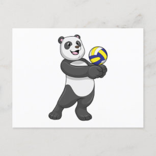 Cartão Postal Panda como jogador de voleibol com voleibol