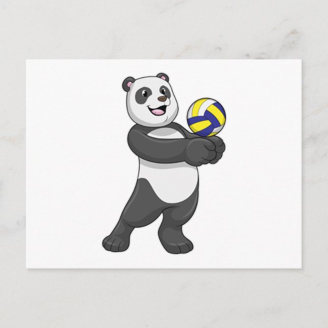 Cartão Postal Panda como jogador de voleibol com voleibol (Frente)