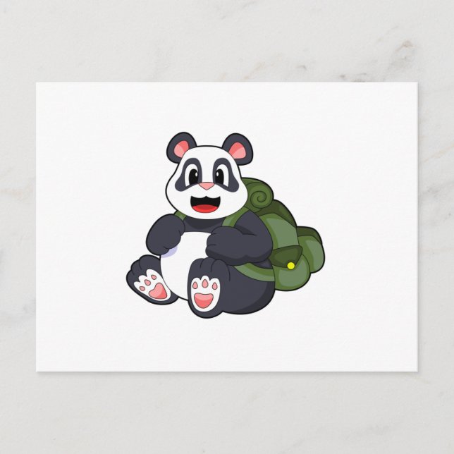 Cartão Postal Panda como Mochileiro com Mochila (Frente)