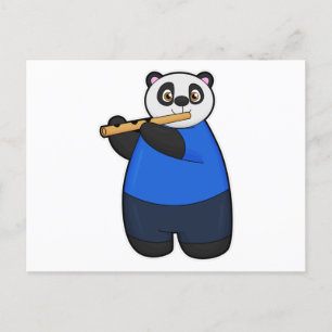 Cartão Postal Panda como Músico com Flute