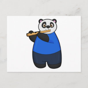 Cartão Postal Panda como Músico com Flute