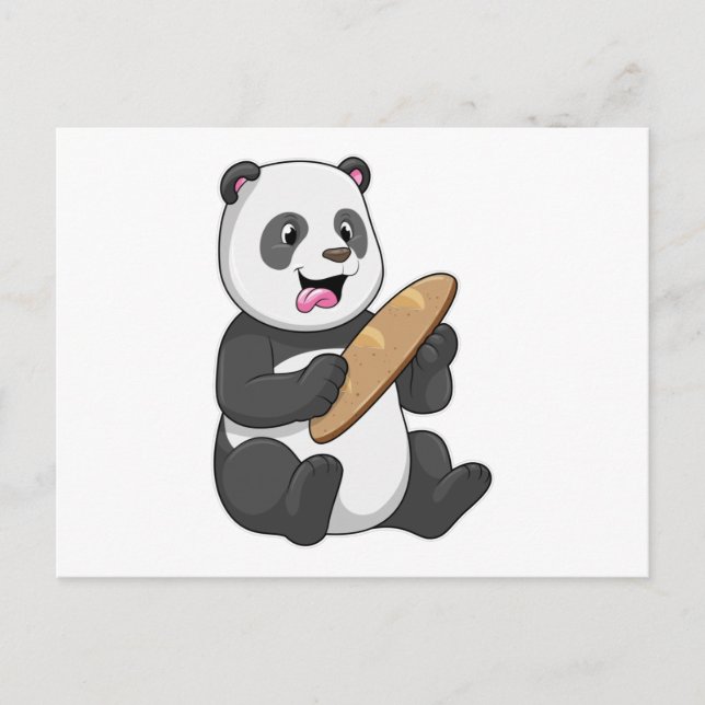 Cartão Postal Panda como Padeiro com Pão (Frente)