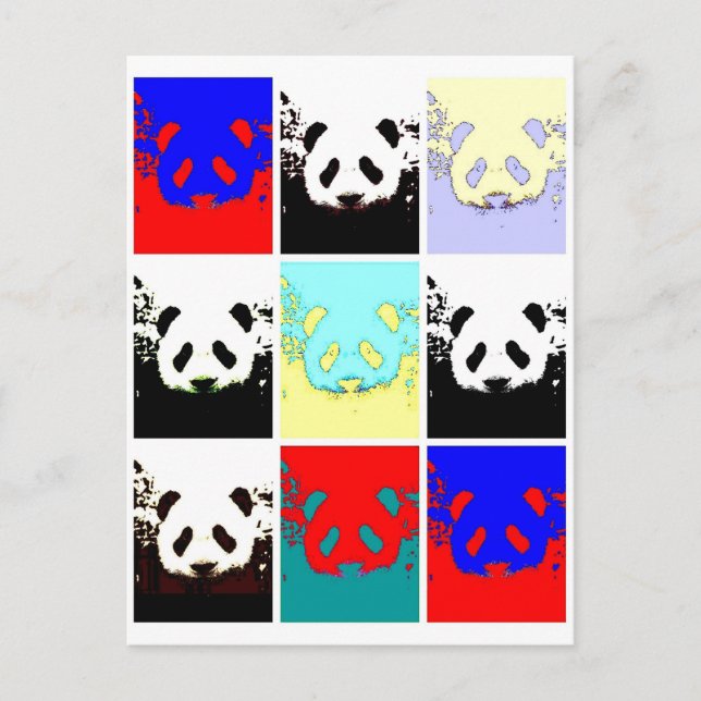 Cartão Postal Panda da Pop Art (Frente)