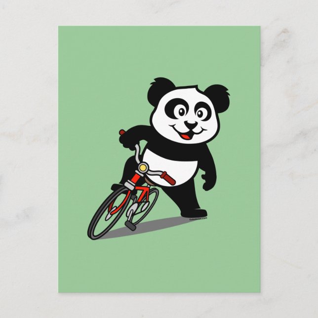 Cartão Postal Panda de Ciclismo Fofo (Frente)