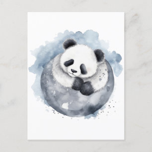 Cartão Postal Panda de Cores Aquáticas com Sono