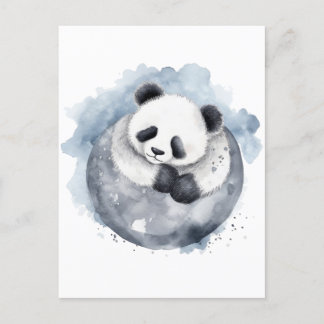 Cartão Postal Panda de Cores Aquáticas com Sono