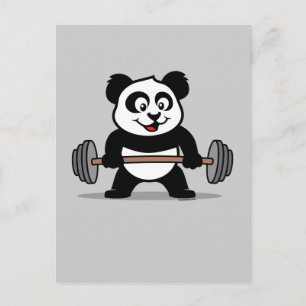 Cartão Postal Panda de levantamento de peso