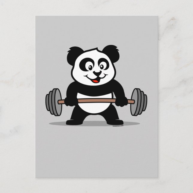 Cartão Postal Panda de levantamento de peso (Frente)
