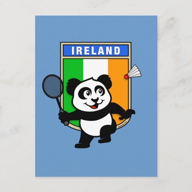 Cartão Postal Panda do Badminton Irlanda (Frente)