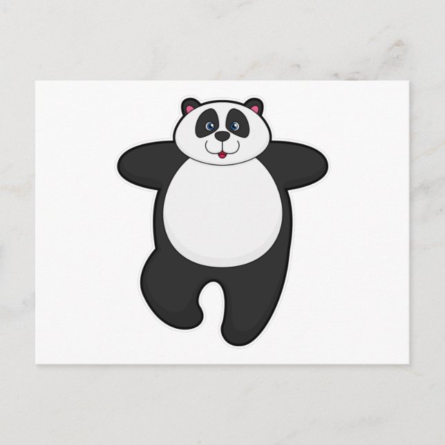 Cartão Postal Panda em exercício de alongamento de yoga (Frente)