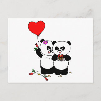 Cartão Postal Panda forever love