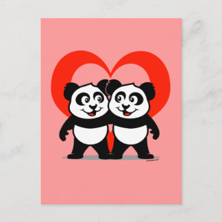 Cartão Postal Panda Heart