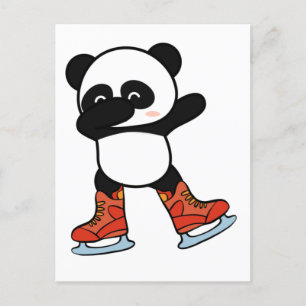 Cartão Postal Panda Legal Frio em Patins de Gelo