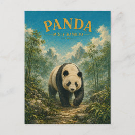 Cartão Postal Panda Nebulosa Bambu Aquarela GeoSaga