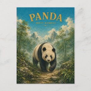 Cartão Postal Panda Nebulosa Bambu Aquarela GeoSaga