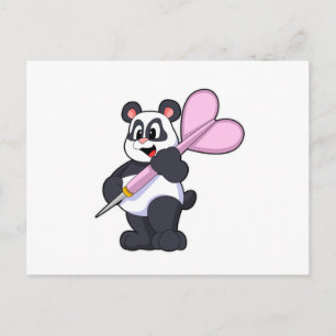 Cartão Postal Panda no Darts com Dardo