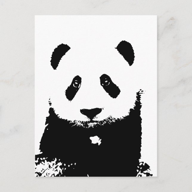 Cartão Postal Panda Preta e Branca (Frente)