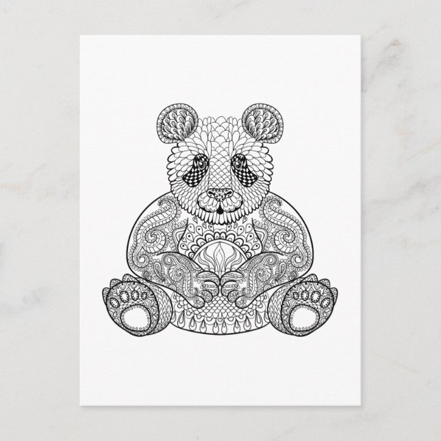 Cartão Postal Panda tribal inspirada (Frente)