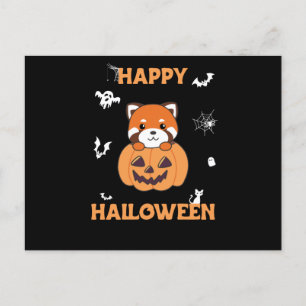 Cartão Postal Panda Vermelha Em Pumpkin Cute Pandas Happy Hallow