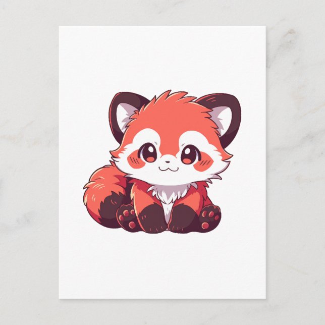 Cartão Postal  panda vermelho fofo (Frente)
