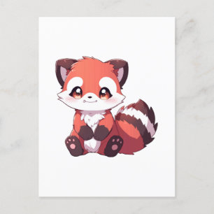 Cartão Postal panda vermelho fofo