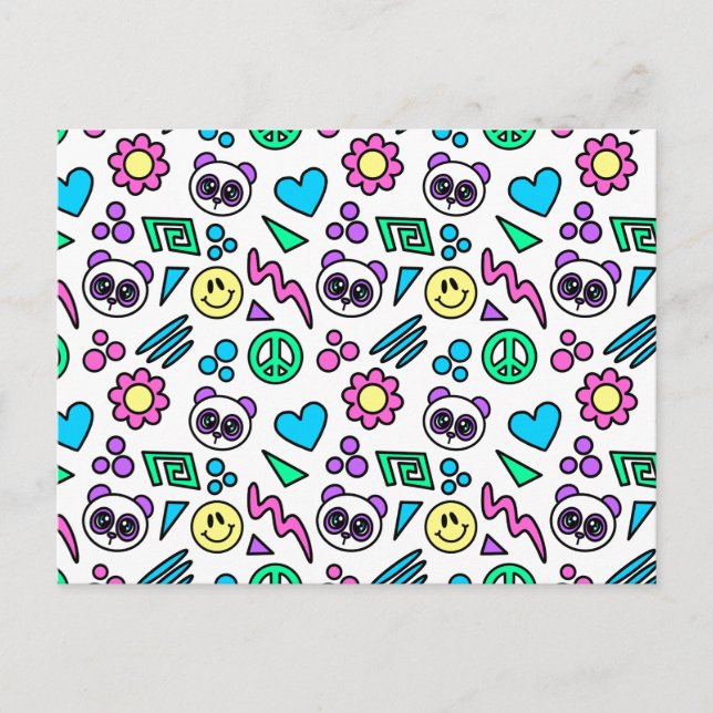 Cartão Postal Pandas Y2K em Branco - 1000Pandas por Amanda Roos (Frente)