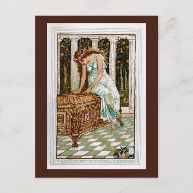 Cartão Postal Pandora deseja abrir a caixa (Frente)