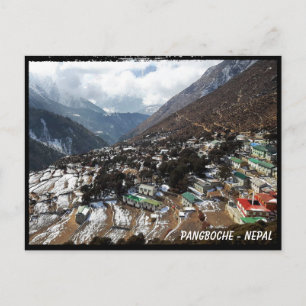 Cartão Postal Pangboche, vistas da trilha do Everest, Himalaias