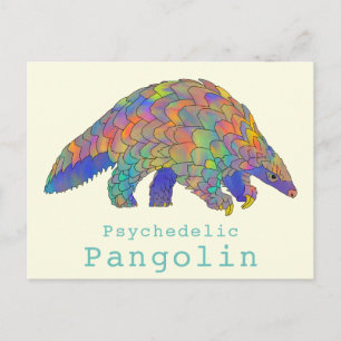 Cartão Postal Pangolim Psicodélico Espécie Ameaçada Arte Animal