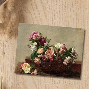 Cartão Postal Panier de Rosas - Henri Fantin-Latour