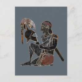 Cartão Postal Panoply - Antigo soldado grego hoplite sentado