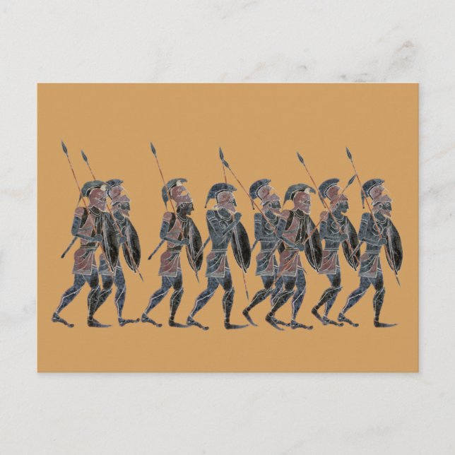 Cartão Postal Panoply- Os antigos hoplites gregos em movimento (Frente)