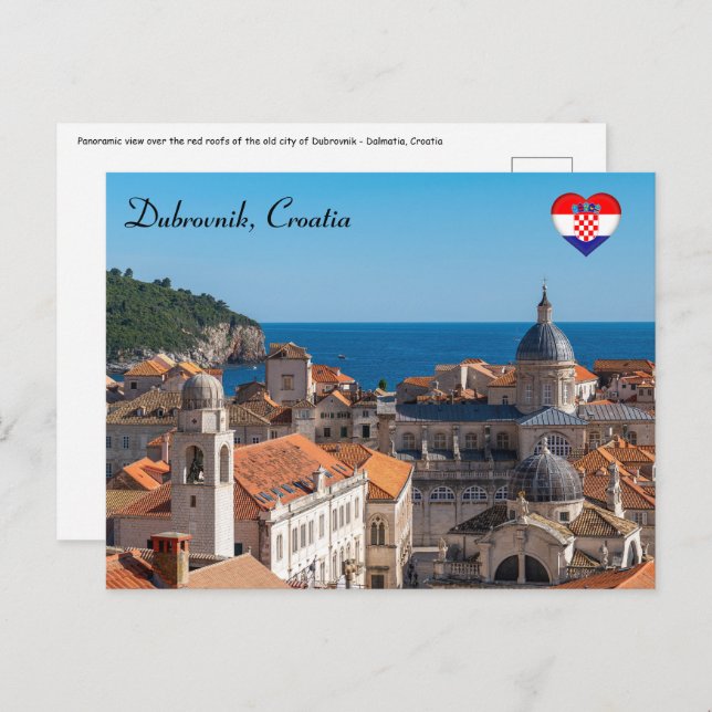 Cartão Postal Panorama da cidade de Dubrovnik - Croácia (Frente/Verso)