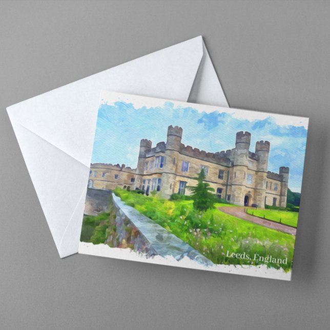 Cartão Postal Panorama da Leeds Inglaterra Castelo (Leeds England castle postcard)