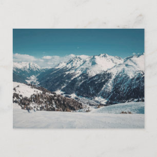 Cartão Postal Panorama da Montanha Nevada Viagem Vintage