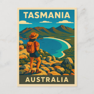Cartão Postal Panorama da Tasmânia Viagens vintage